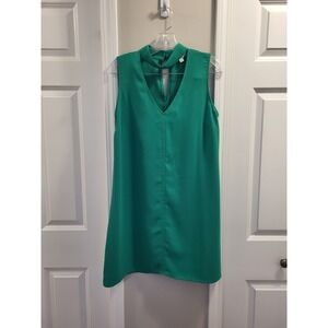 JACK BY BB DAKOTA Green Dress High Neck Low V Sheath Polyester sz Medium